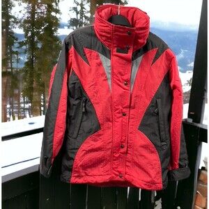 VTG 90’s North Face Ski Jacket Womens 8 Extreme Light Red Black Hooded Coat Zips